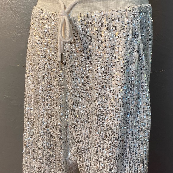 SAINT & HEARTS Silver Sequin Joggers/Sweatpants - Picture 13 of 16